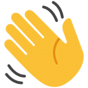 Un'emoji di una mano gialla che agita, con linee che indicano movimento, perfetta per segnalare che sei disponibile per una consulenza.